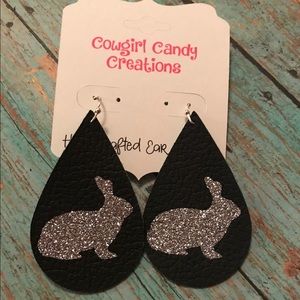 Stock Show Rabbit Handcrafted Leather Earrings